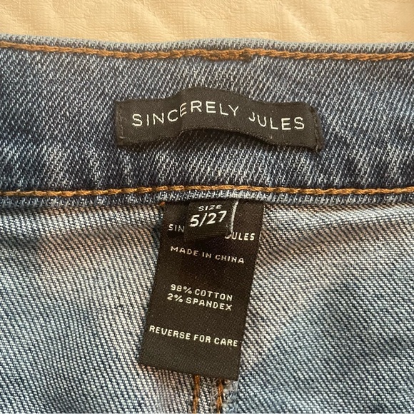 Sincerely Jules High Rise Blue Jeans Women’s 5/27 Distressed Denim Stretch Waist - Picture 3 of 10